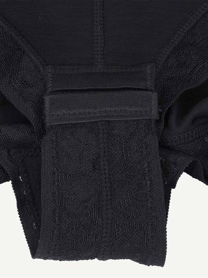 U-shaped Bust Lifting Front Zipper Lace Briefs Shapewear